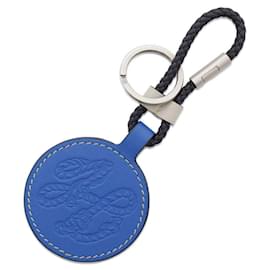 Hermès-Hermes Keychain H Tattoo in Blue Hydra Leather-Blue