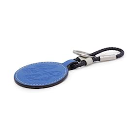 Hermès-Hermes Keychain H Tattoo in Blue Hydra Leather-Blue