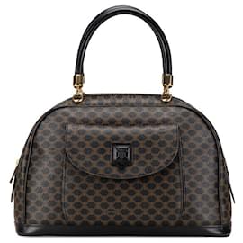 Céline-Celine Macadam Handbag in Black PVC Leather-Black