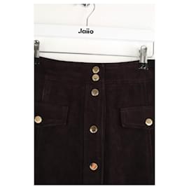 Claudie Pierlot-Suede mini skirt-Brown