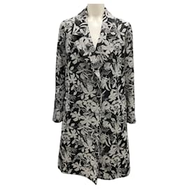 Autre Marque-Fleurette Black / White Fall 2020 Fleur Jacquard Coat-Black