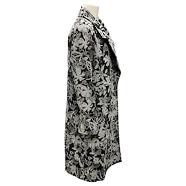 Autre Marque-Fleurette Black / White Fall 2020 Fleur Jacquard Coat-Black