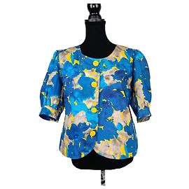 Pierre Balmain camicetta gialla e blu con fantasia astratta di fiori Blu Multicolore