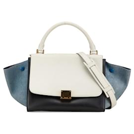 Céline-Celine Trapeze Small Handbag-Black,White,Blue