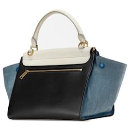 Céline-Celine Trapeze Small Handbag-Black,White,Blue