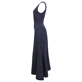 Stella Mc Cartney-Stella McCartney Flared Midi Dress in Navy Blue Viscose-Blue,Navy blue