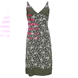 Marc by Marc Jacobs-Marc by Marc Jacobs V-neck Printed Midi Dress in Red Rayon-Red,Dark red