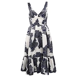 Erdem-Erdem Fil Coupé Gracie Dress In Navy Blue Acetate-Blue,Navy blue
