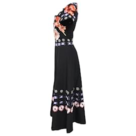 Temperley London-Temperley London Floral Embroidered Dress in Black Cotton-Black