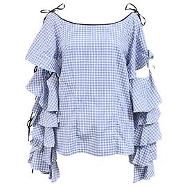 Autre Marque Top de manga rizada Amelie Gingham de Caroline Constas en algodón azul claro Azul Azul claro