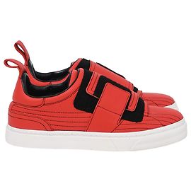 Paco Rabanne Contoured Effect Sneakers in Red Leather Red