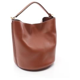 Céline-Celine Leather Bucket 16 Handbag 195573CR-Brown