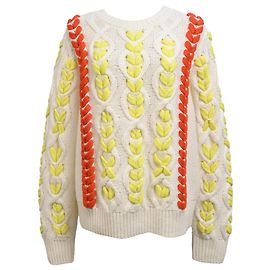 Pull en laine multicolore à mailles torsadées Jason Wu Multicolore