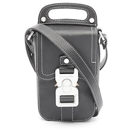 Christian Dior-Christian Dior Leather Saddle Vertical Pouch Shoulder Bag-Black