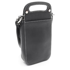 Christian Dior-Christian Dior Leather Saddle Vertical Pouch Shoulder Bag-Black
