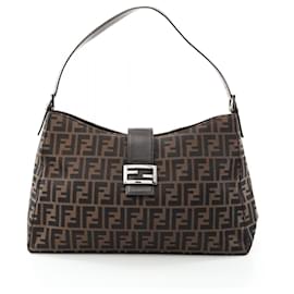 Fendi-Fendi Canvas Leather Mamma Baguette Shoulder Bag-Metallic,Bronze