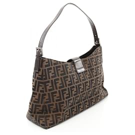 Fendi-Fendi Canvas Leather Mamma Baguette Shoulder Bag-Metallic,Bronze