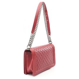 Chanel-Chanel Caviar Skin Boy Chanel Chevron Shoulder Bag A92193-Red