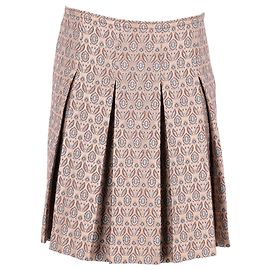 Falda plisada de jacquard Miu Miu en algodón beige Beige