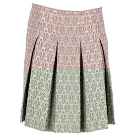Miu Miu-Miu Miu Jacquard Pleated Skirt in Beige Cotton-Beige