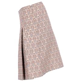 Miu Miu-Miu Miu Jacquard Pleated Skirt in Beige Cotton-Beige