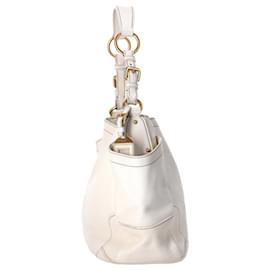 Prada-Prada Vitello Daino Side Pocket Hobo Bag in White Leather-White,Cream