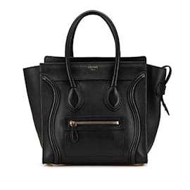 Céline-Celine Luggage Micro Shopper Handbag-Black