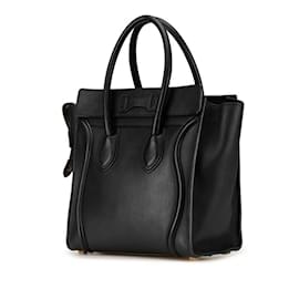 Céline-Celine Luggage Micro Shopper Handbag-Black