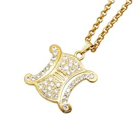 Céline-Celine Macadam Triomphe Rhinestone Necklace-Golden
