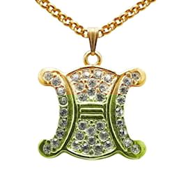 Céline-Celine Macadam Triomphe Rhinestone Necklace-Golden