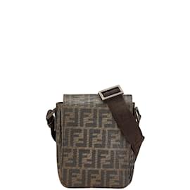 Fendi-Fendi Zucca Shoulder Bag-Brown
