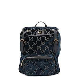 Gucci-Gucci GG Velvet Small Backpack-Blue