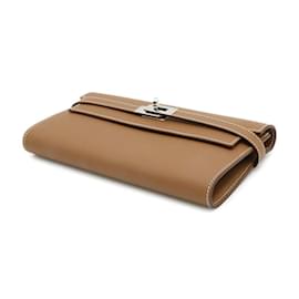 Hermès-Portefeuille Long Hermes Kelly Or Epson Tampon B-Doré