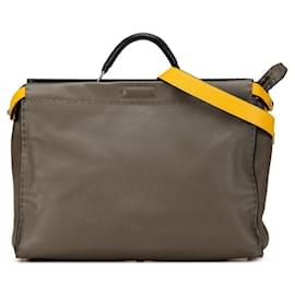 Fendi-Fendi Peekaboo Fit Selleria Handbag-Khaki