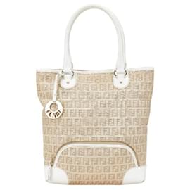 Fendi-Fendi Zucchino Handbag-White,Beige