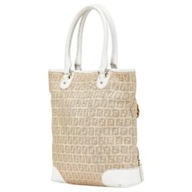 Fendi-Sac à main Fendi Zucchino-Blanc,Beige