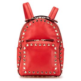 Valentino Rockstud Backpack in Red Leather Red