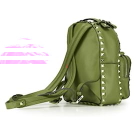 Valentino-Valentino Rockstud Backpack in Red Leather-Red
