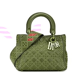 Christian Dior-Christian Dior Cannage Lady Studded Handbag-Red