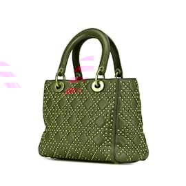 Christian Dior-Christian Dior Cannage Lady Studded Handbag-Red