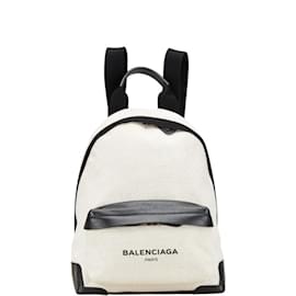 Balenciaga-Sac à dos en toile et cuir noir et blanc Balenciaga-Noir,Blanc