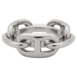Hermès-Hermes Scarf Ring 90 Legato Chaine d'Ancre-Silvery