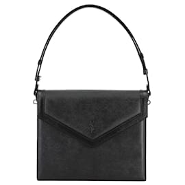 Yves Saint Laurent-Yves Saint Laurent Black Leather Shoulder Bag-Black