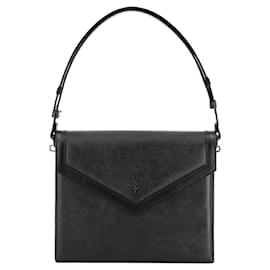 Yves Saint Laurent-Yves Saint Laurent Black Leather Shoulder Bag-Black