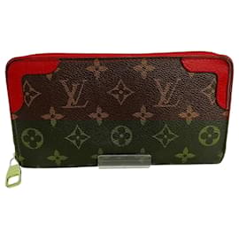Louis Vuitton-Louis Vuitton Monogram Zippy Wallet Retiro M61854-Brown,Red,Other,Monogram
