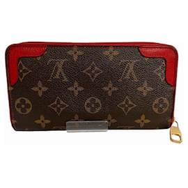 Louis Vuitton-Louis Vuitton Monogram Zippy Wallet Retiro M61854-Brown,Red,Other,Monogram