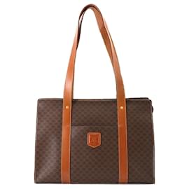 Céline-Celine Macadam Leather Tote Bag-Brown