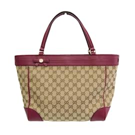 Gucci-Gucci GG Canvas Mayfair Ribbon Tote Bag-Brown,Beige,Purple
