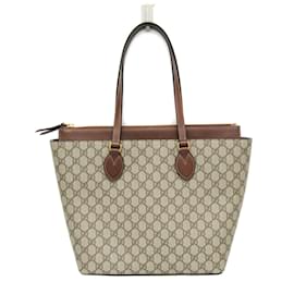 Gucci-Gucci GG Supreme Leather Tote Bag-Brown,Beige