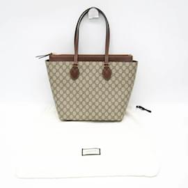 Gucci-Gucci GG Supreme Leather Tote Bag-Brown,Beige